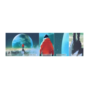 Fotobehang Monster Zelfklevend Deluxe Sticker - Ontdekkingsreiziger van het nieuwe land - Abstractie, Fantasie, Planeet aarde - 100x30 cm