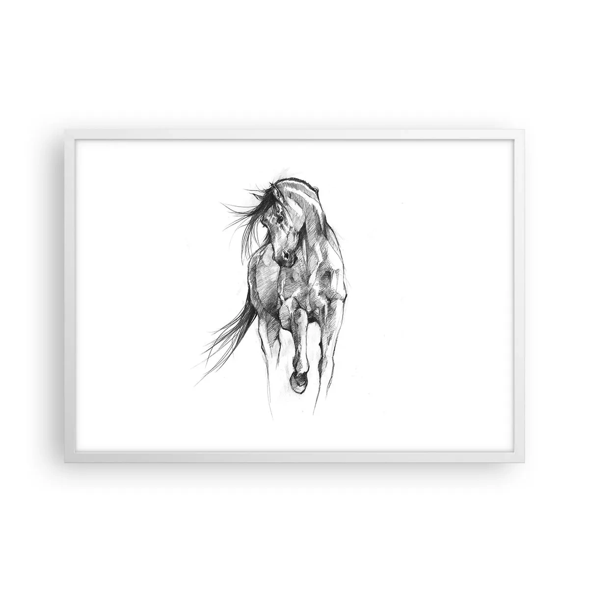 Poster in een witte lijst - In een sierlijke draf - 70x50 cm