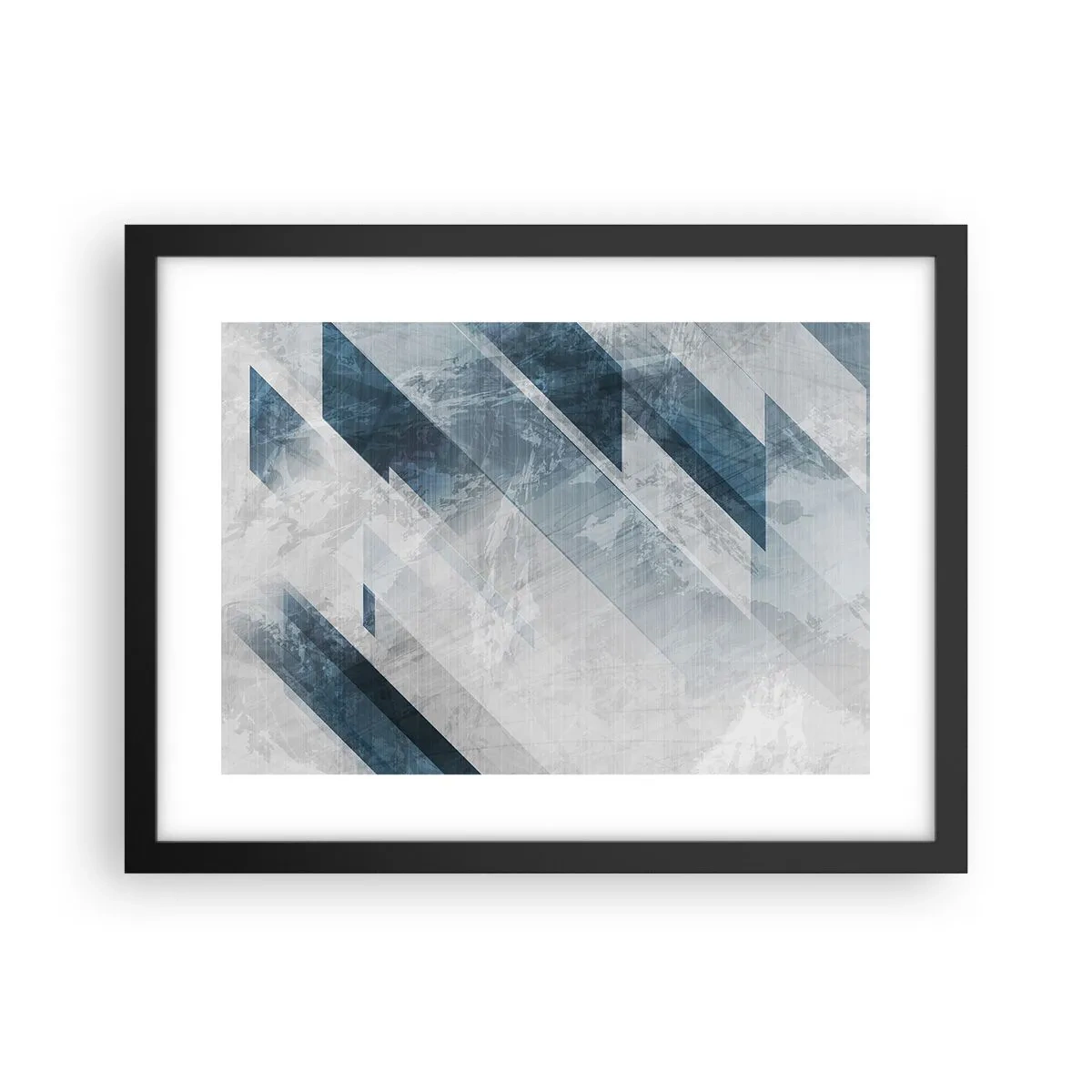 Poster in een zwarte lijst - Ruimtelijke compositie - grijze beweging - 40x30 cm