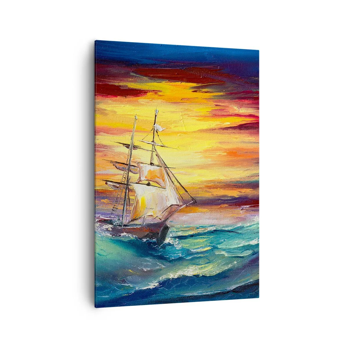 Schilderen op canvas - Dapper onder de golven - 70x100 cm