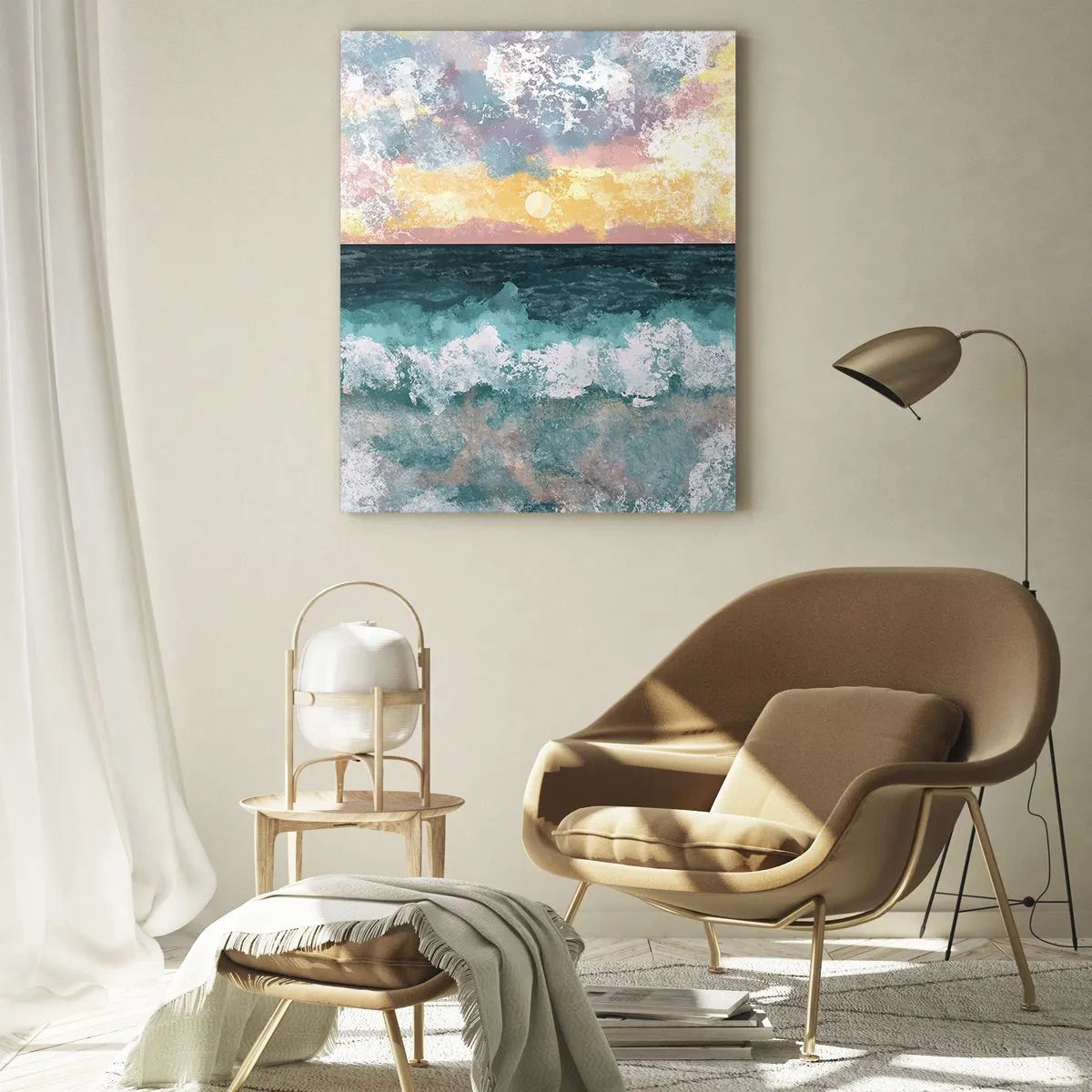 Schilderen op glas - Water, licht, lucht - 80x120 cm