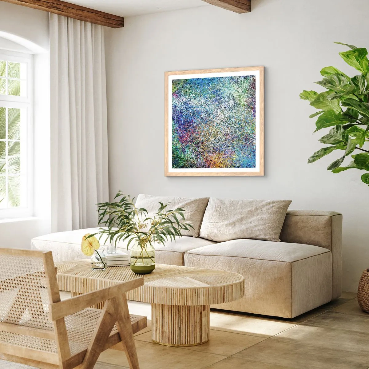 Een poster in een licht eiken lijst - Het is niet zo eenvoudig - 60x60 cm