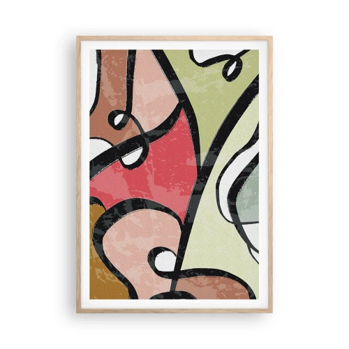 Een poster in een licht eiken lijst - Pirouettes tussen kleuren - 70x100 cm