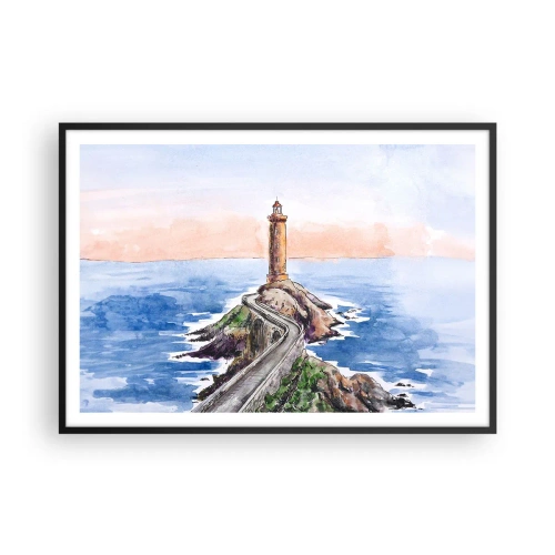 Poster in een zwarte lijst - Kijkend naar de zee - 100x70 cm