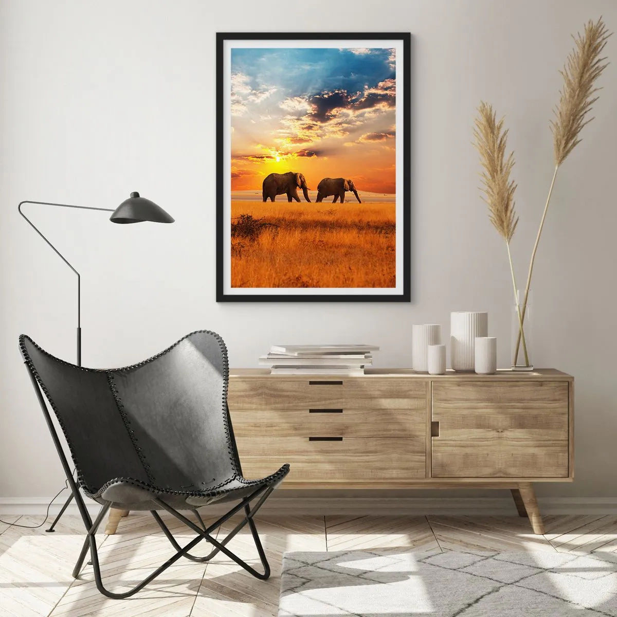 Poster in een zwarte lijst - Familie wandeling - 40x50 cm