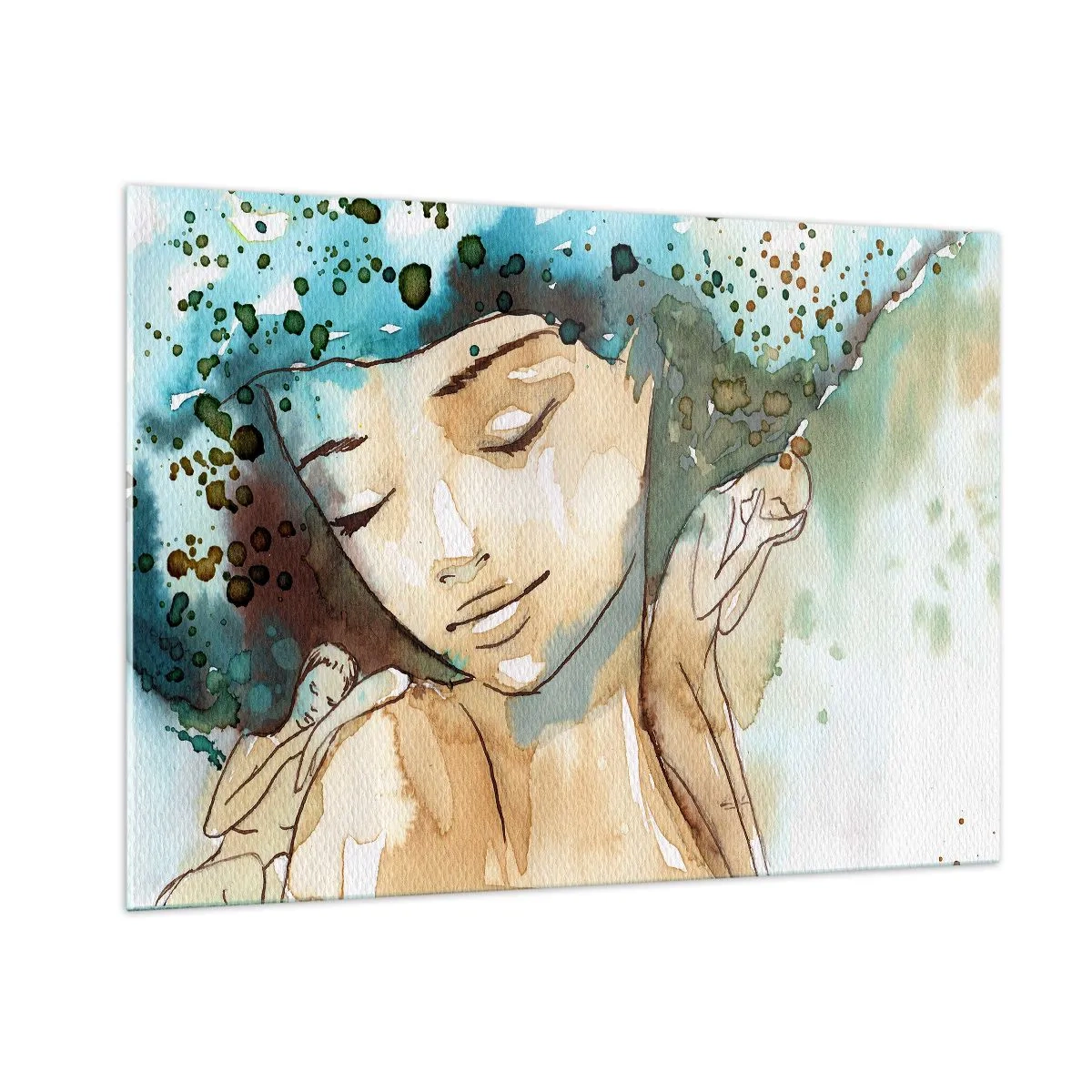 Schilderen op glas - Dame in het blauw - 100x70 cm