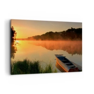 Schilderen op canvas - Zonsopgang boven het water als een spiegel - 100x70 cm