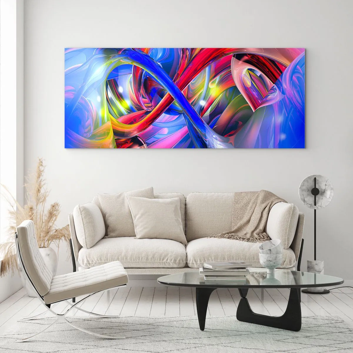 Schilderen op glas - Een dans van kleuren - 120x50 cm