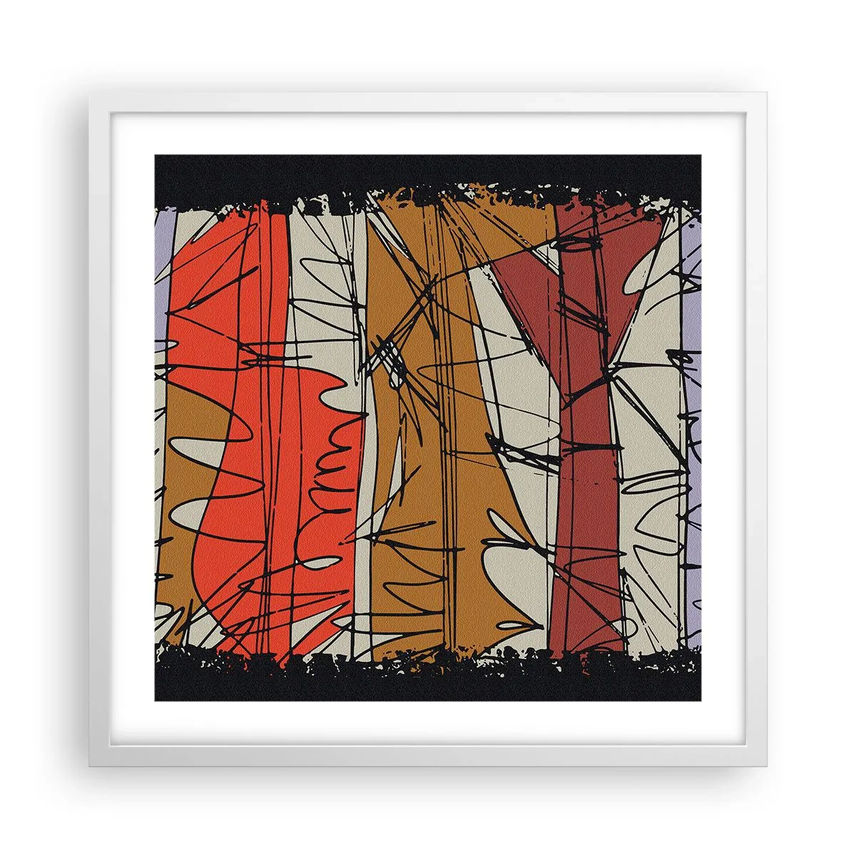 Poster in een witte lijst - Spontane compositie - 50x50 cm