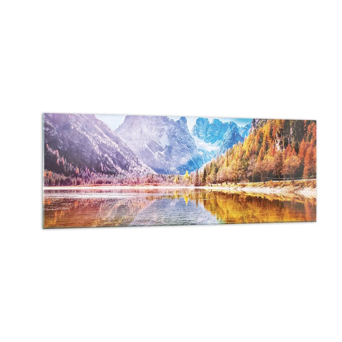 Schilderen op glas - En het is al herfst in de bergen - 140x50 cm