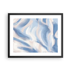 Poster in een zwarte lijst - Blauwe golven - 50x40 cm