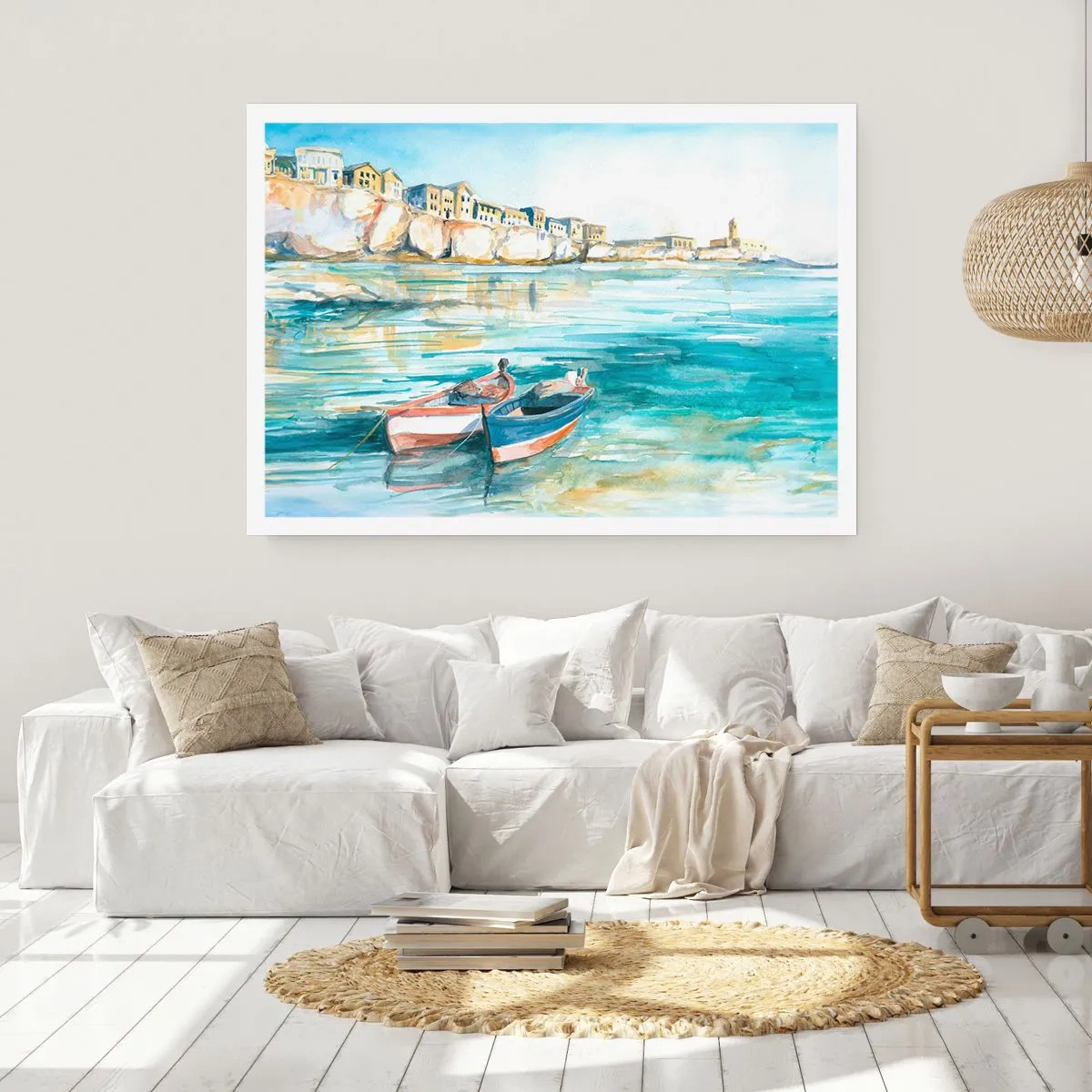 Poster - Azuurblauw landschap - 91x61 cm