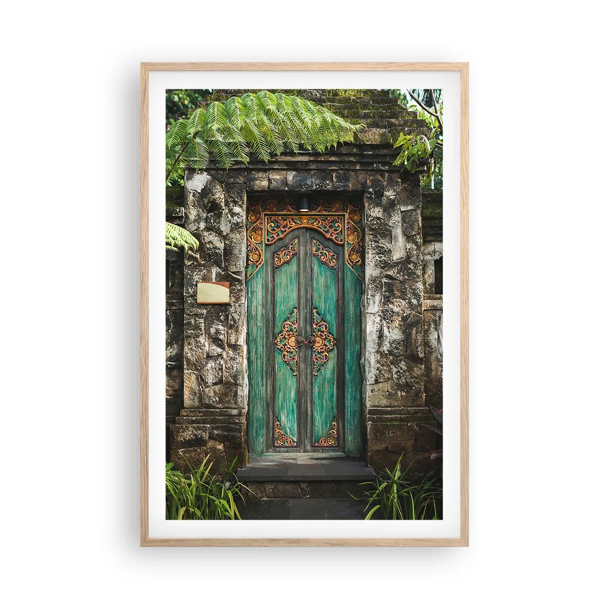 Een poster in een licht eiken lijst - Een deur naar een exotische wereld - 61x91 cm