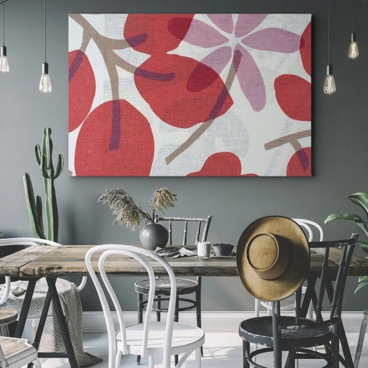 Schilderen op canvas - Bloemstuk in roze - 100x70 cm