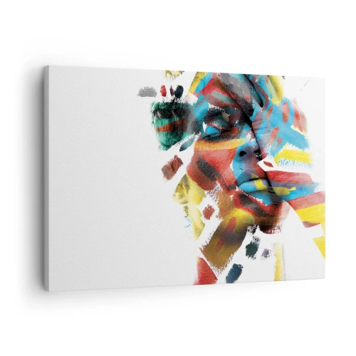 Schilderen op canvas - Abstract portret in levendige kleuren - 70x50cm - Een kleurrijke persoonlijkheid - Moderne wanddecoratie voor woonkamer en slaapkamer ARTTOR