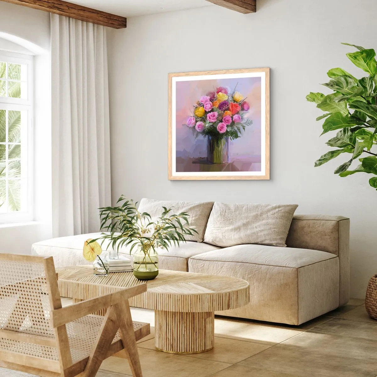 Een poster in een licht eiken lijst - Ingehouden schoonheid - 40x40 cm