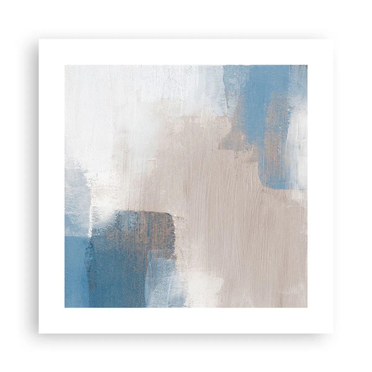 Poster - Roze abstractie achter een blauw gordijn - 40x40 cm
