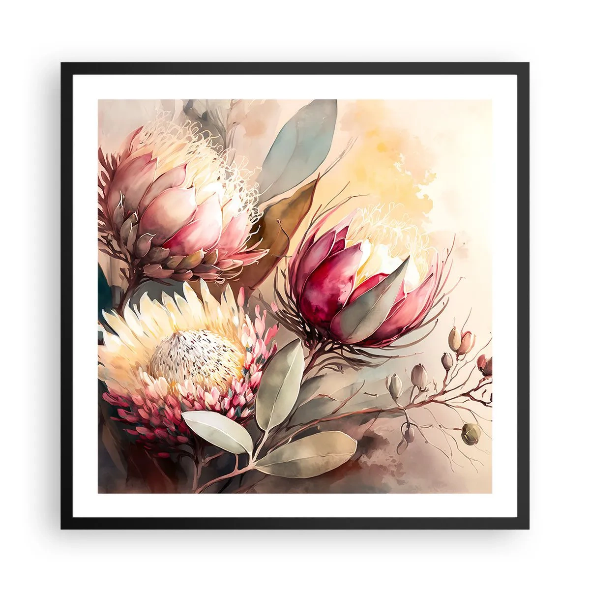 Poster in een zwarte lijst - In profiel en en face - 60x60 cm