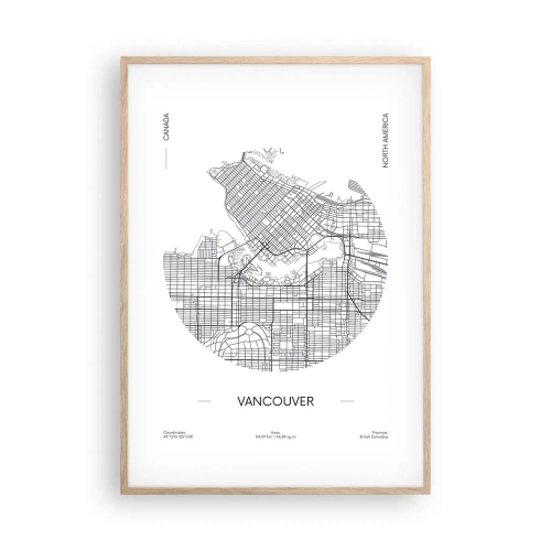 Een poster in een licht eiken lijst - Anatomie van Vancouver - 70x100 cm