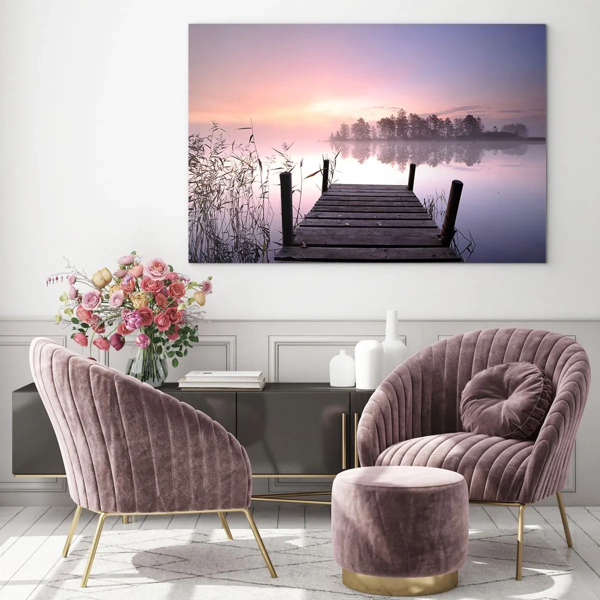 Schilderen op glas - Van de lila mist... - 120x80 cm