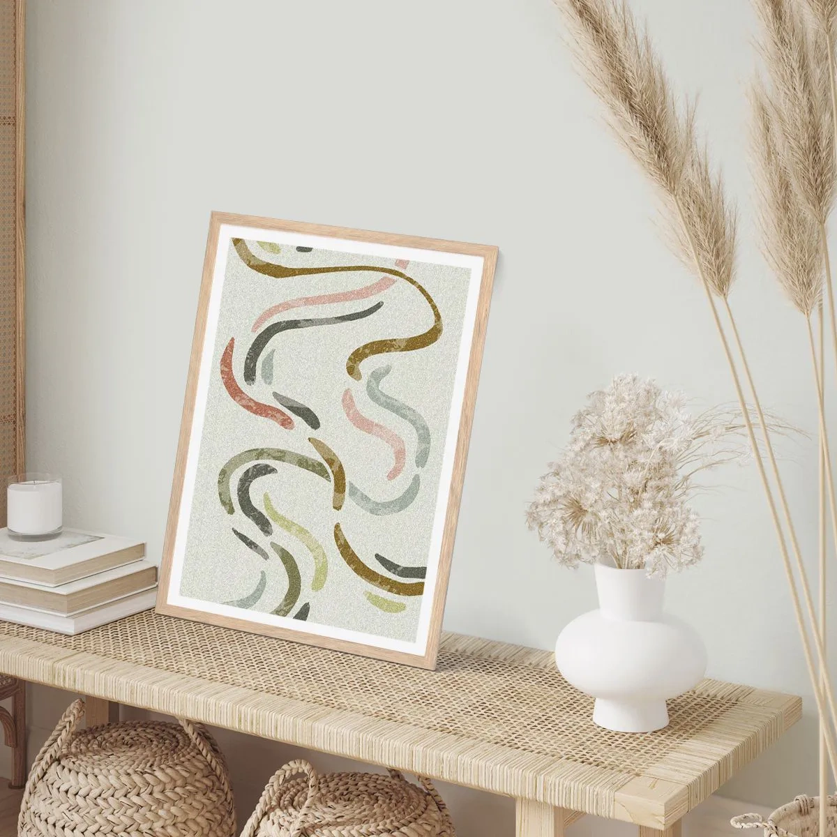 Een poster in een licht eiken lijst - Een vrolijke dans van abstractie - 30x40 cm