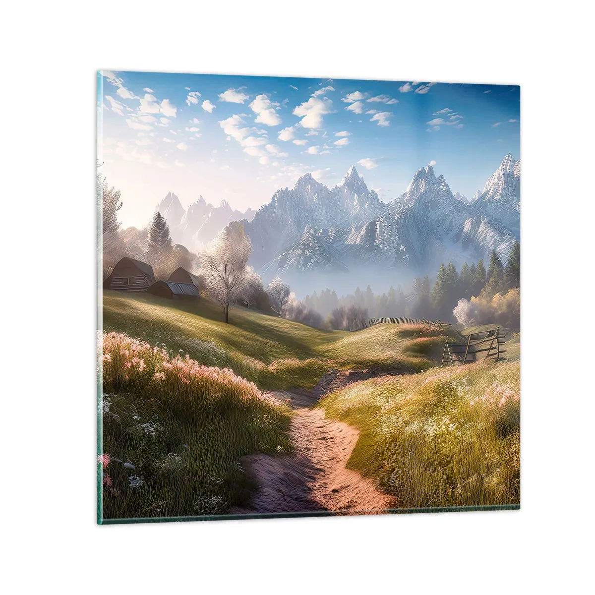 Schilderen op glas - Idyllische vallei - 60x60 cm