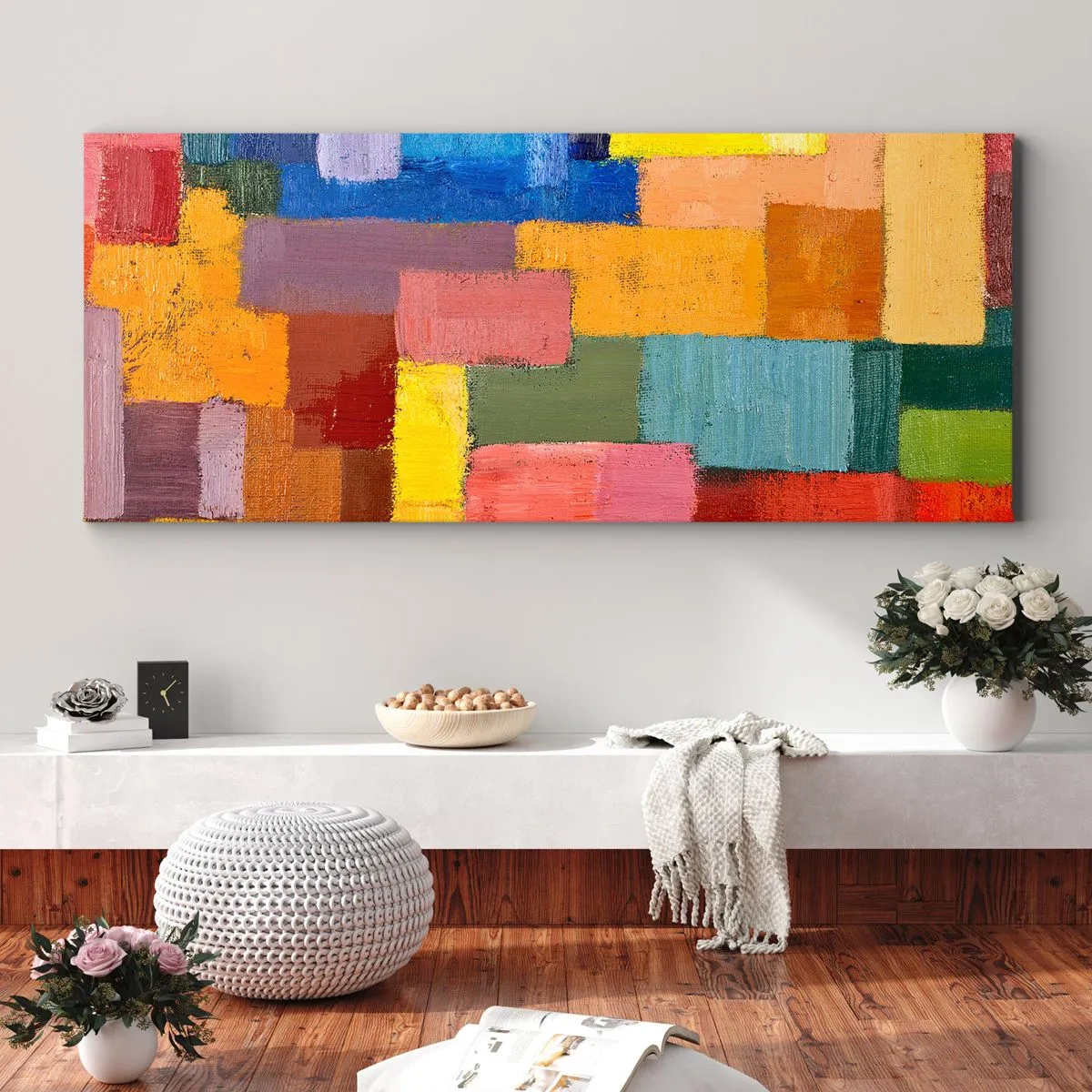 Schilderen op canvas - Elk is anders, allemaal kleurrijk - 140x50 cm