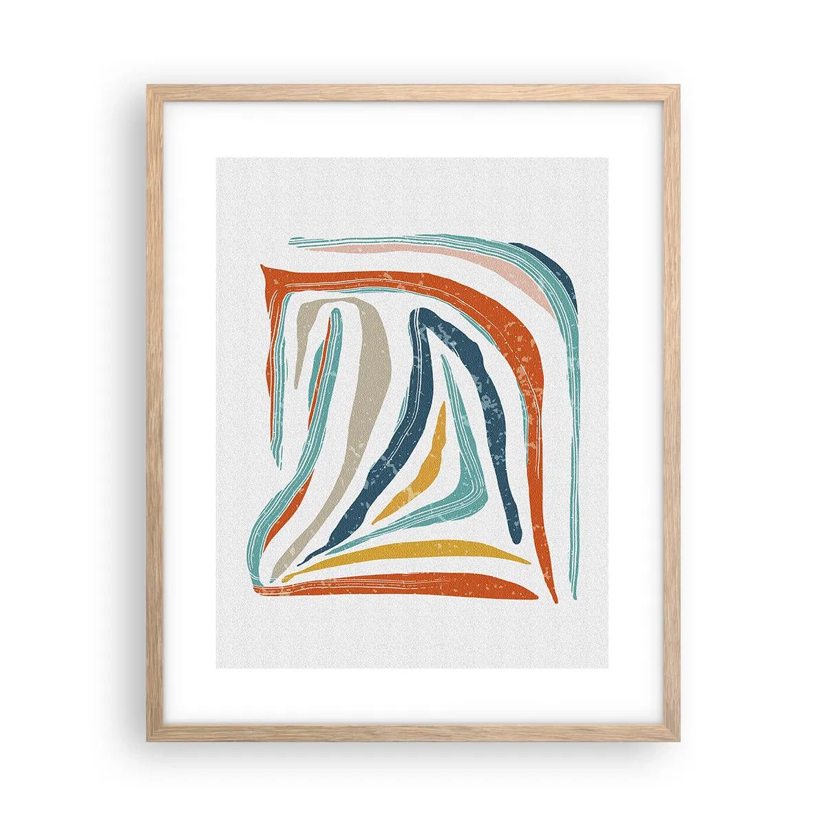 Een poster in een licht eiken lijst - Abstractie met een vriendelijke glimlach - 40x50 cm