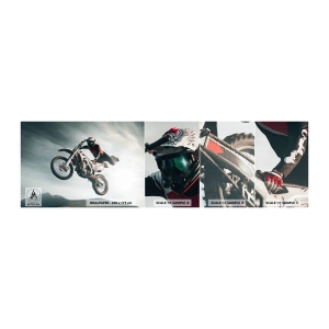 Fotobehang Monster Zelfklevend Deluxe Sticker - Er is geen plezier zonder risico - Motorcross, Motor, Motorrijder - 100x30 cm