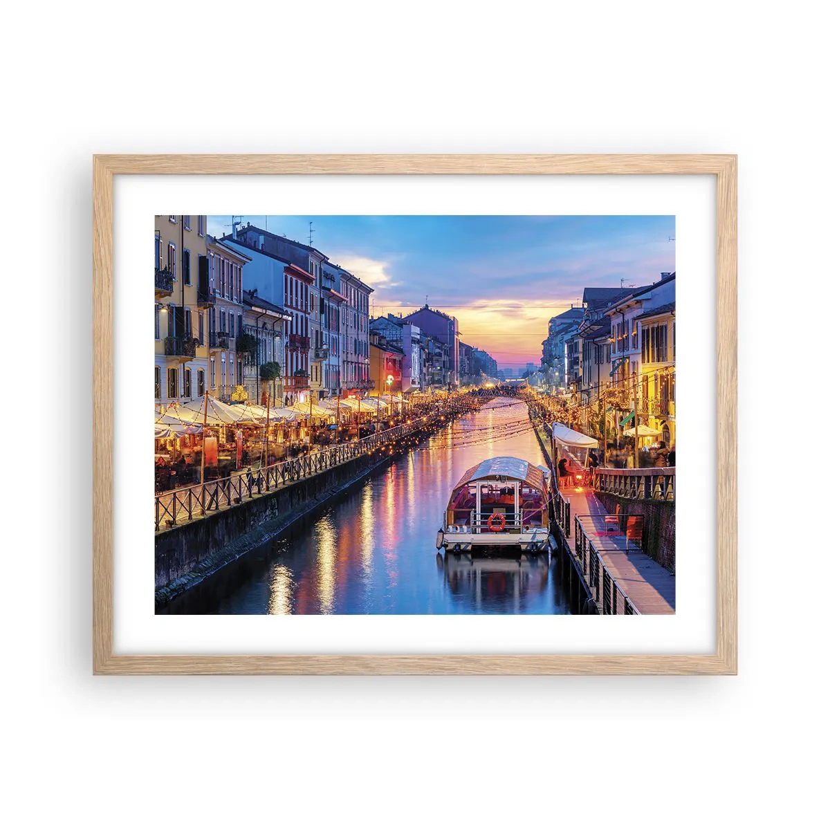 Een poster in een licht eiken lijst - Een avond vol licht en plezier - 50x40 cm
