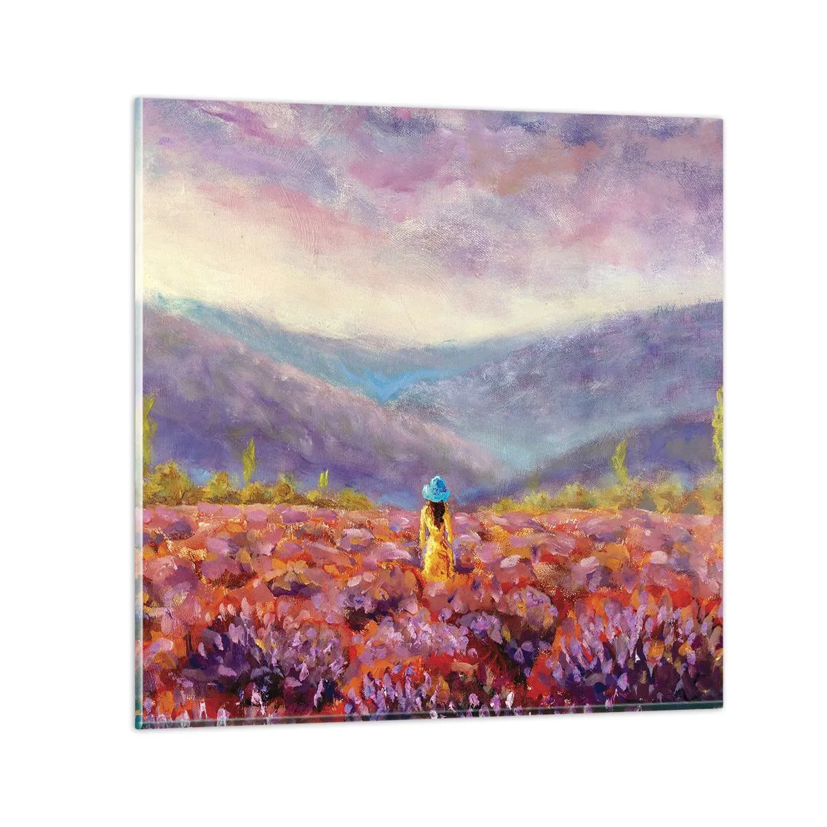 Schilderen op glas - In een lavendelwereld - 70x70 cm
