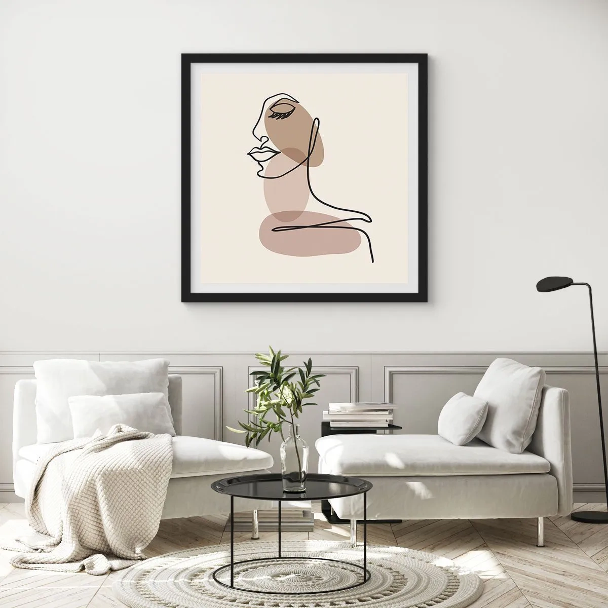 Poster in een zwarte lijst - Luisteren naar zichzelf - 40x40 cm