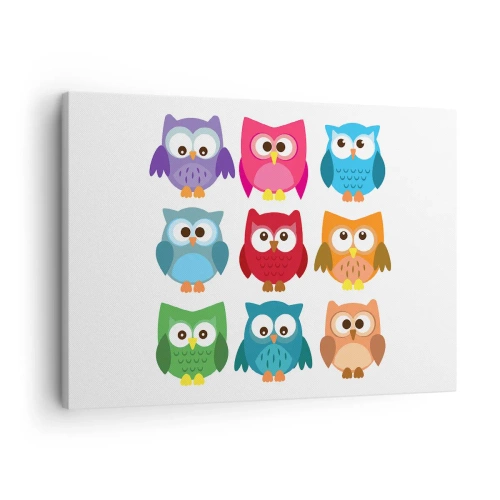 Schilderen op canvas - Kleurrijke illustraties van uilen in een kinderlijke stijl - 70x50cm - Anders zjn kan grappig zijn - Moderne wanddecoratie voor woonkamer en slaapkamer ARTTOR