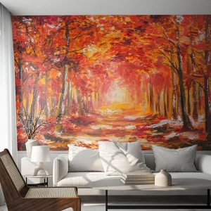 Fotobehang Premium Sand - Koperen bos - Herfst, Park, Landschap - 150x105 cm