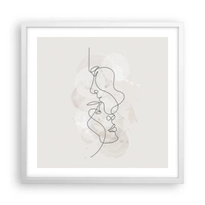 Poster in een witte lijst - Verstrikt in een omhelzing - 50x50 cm