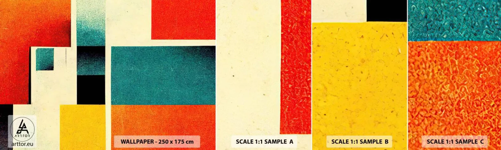Fotobehang Staaltje Standard Eco - Geometrische abstractie – goede energie - Vierkantjes, Op leeftijd, Deel - 100x30 cm
