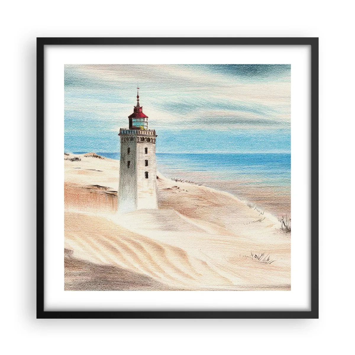 Poster in een zwarte lijst - Altijd staren naar de zee - 50x50 cm