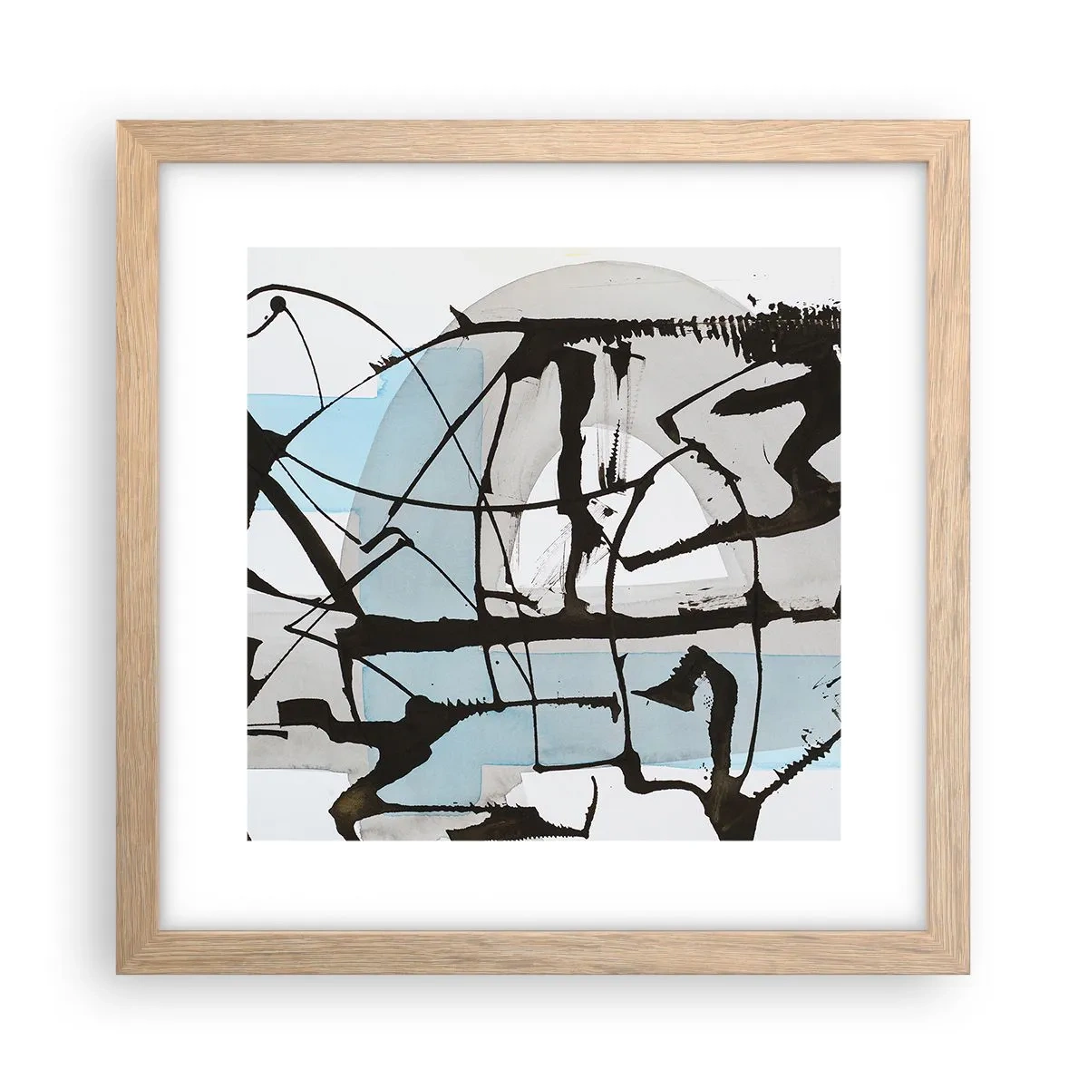 Een poster in een licht eiken lijst - Toch blauw - 30x30 cm