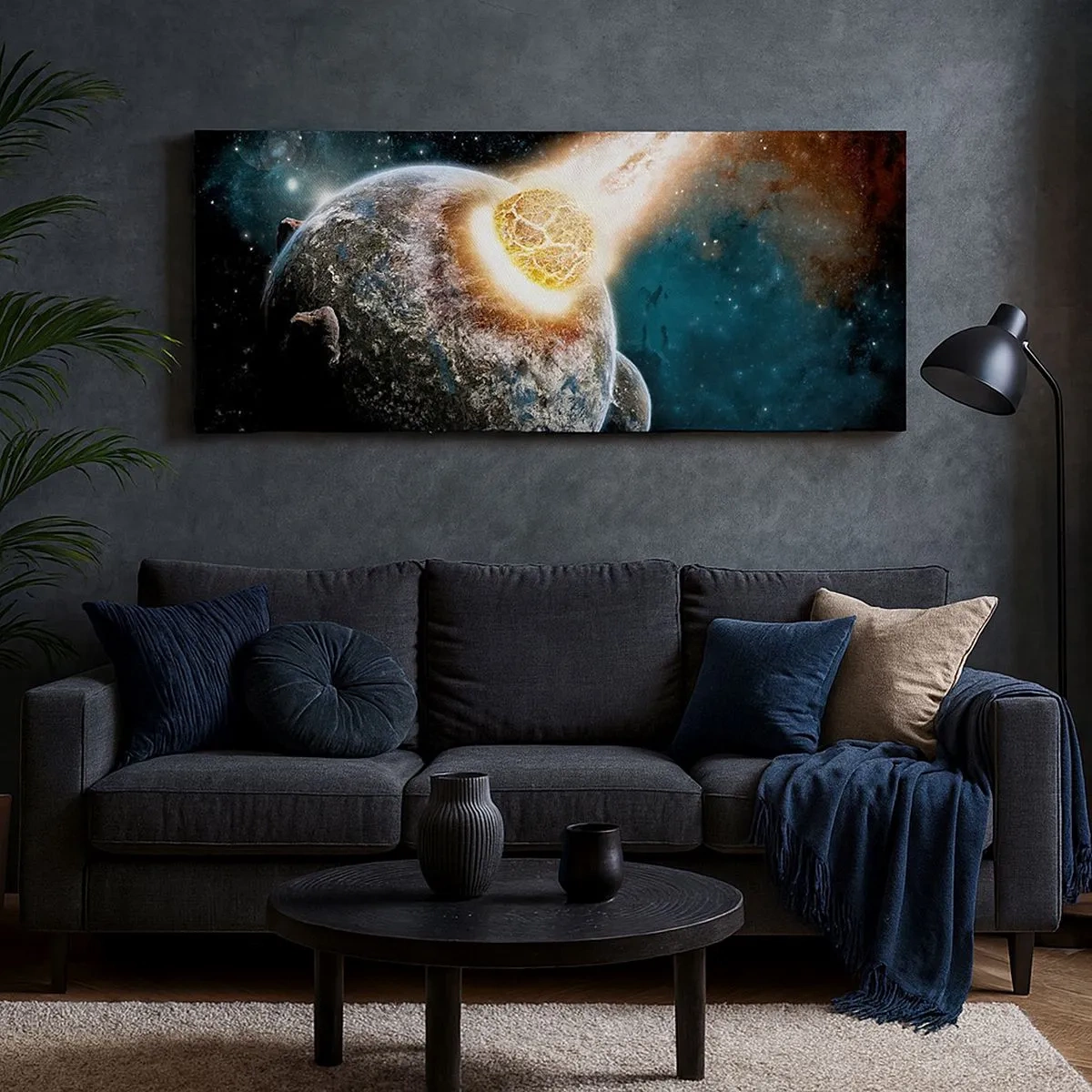 Schilderen op canvas - Vernietiging of geboorte - 100x40 cm