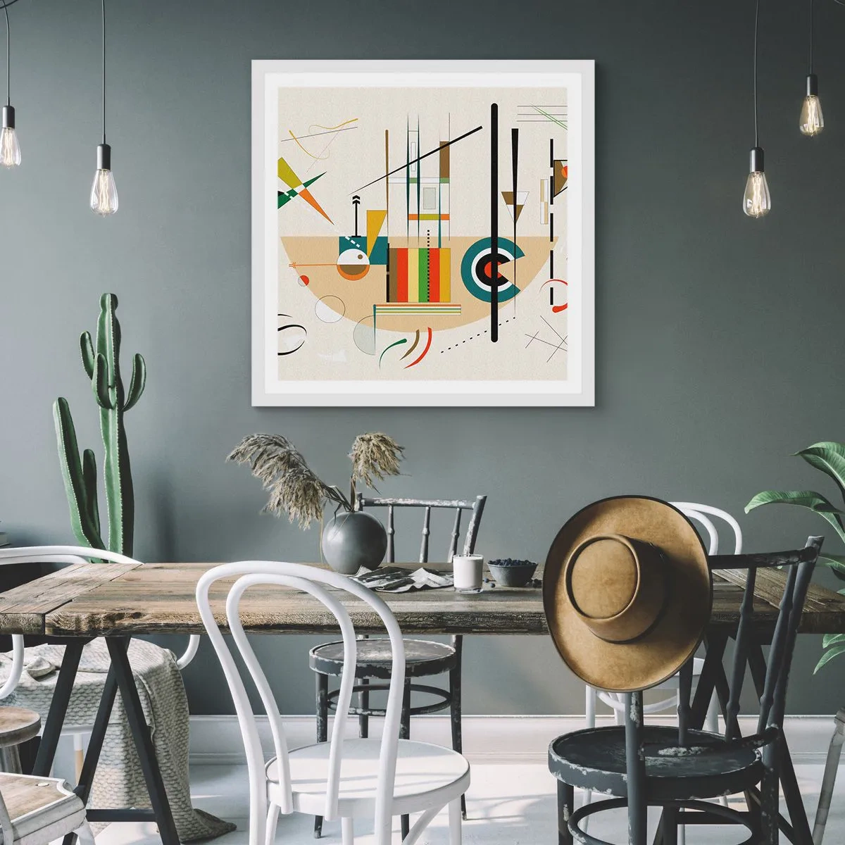 Poster in een witte lijst - En de wereld lacht - 40x40 cm