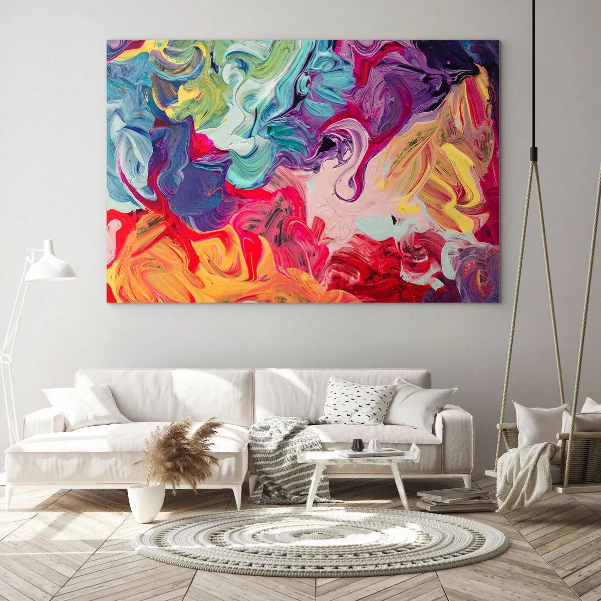 Schilderen op glas - De geboorte van kleuren - 100x70 cm