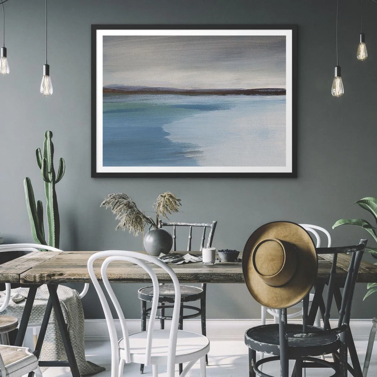 Poster in een zwarte lijst - Horizontaal landschap - 91x61 cm