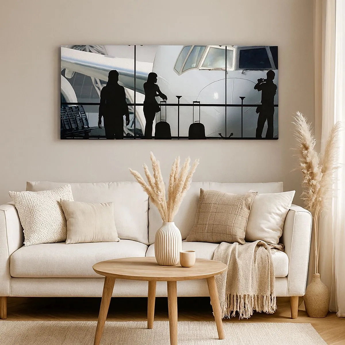 Schilderen op canvas - Vis a vis op de luchthaven - 100x40 cm