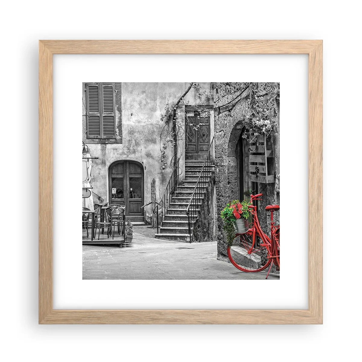 Een poster in een licht eiken lijst - Toscaanse steeg - 30x30 cm