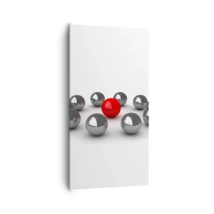 Schilderen op canvas - Een cirkel in zilver en rood - 65x120 cm