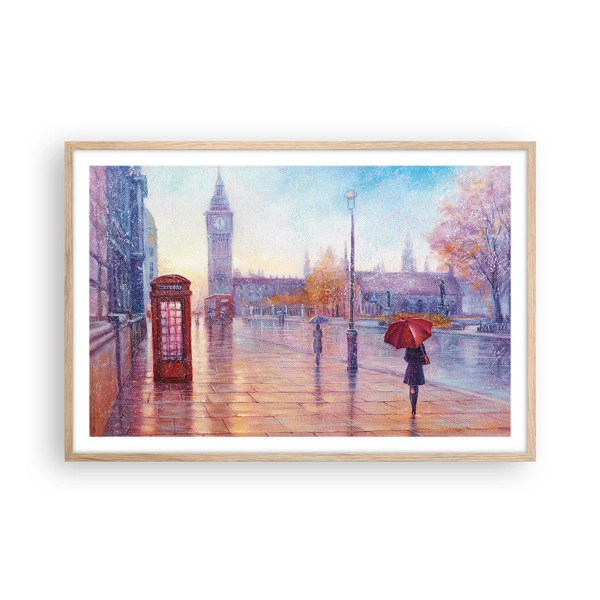 Een poster in een licht eiken lijst - Herfstdag in Londen - 91x61 cm
