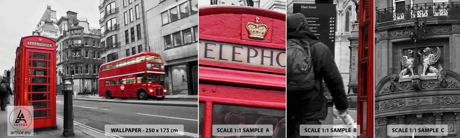 Fotobehang Monster Zelfklevend Deluxe Sticker - De roodste in Europa - Stad, Londen, Architectuur - 100x30 cm