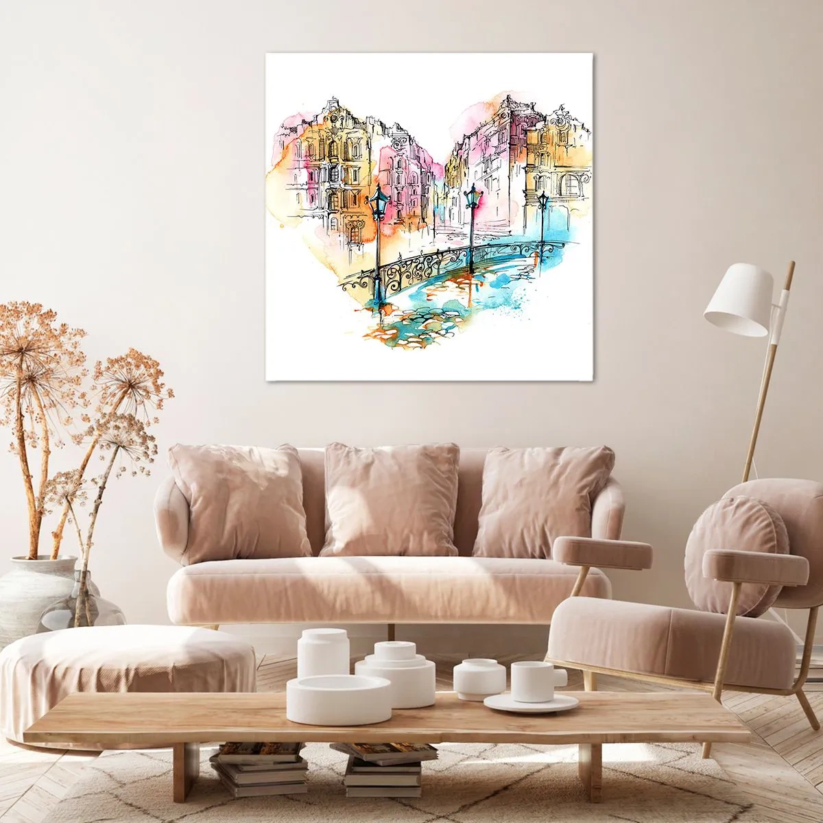 Schilderen op canvas - Het hart van de stad - 30x30 cm