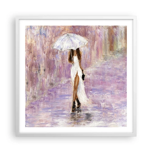 Poster in een witte lijst - In de lila regen - 60x60 cm