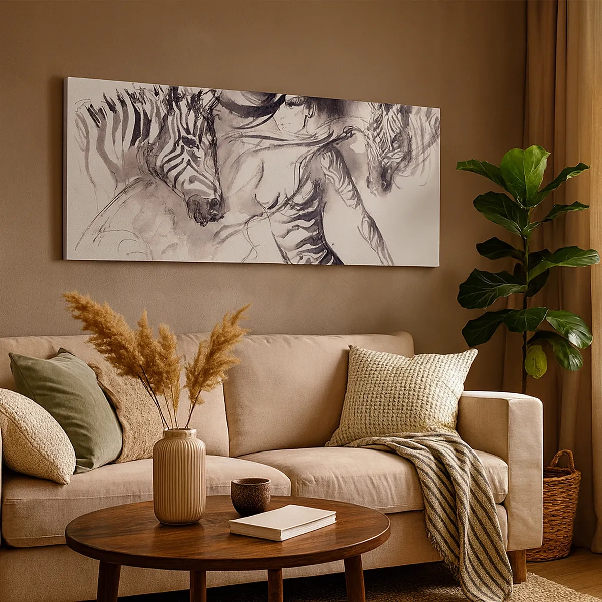 Schilderen op canvas - Dansend met de zebra's - 30x30 cm